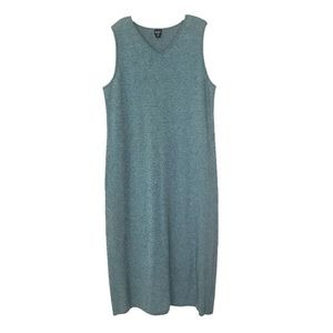 EILEEN FISHER Teal Cotton Knit Dress, Plus Size (1X), Sleeveless, Midi, NWOT